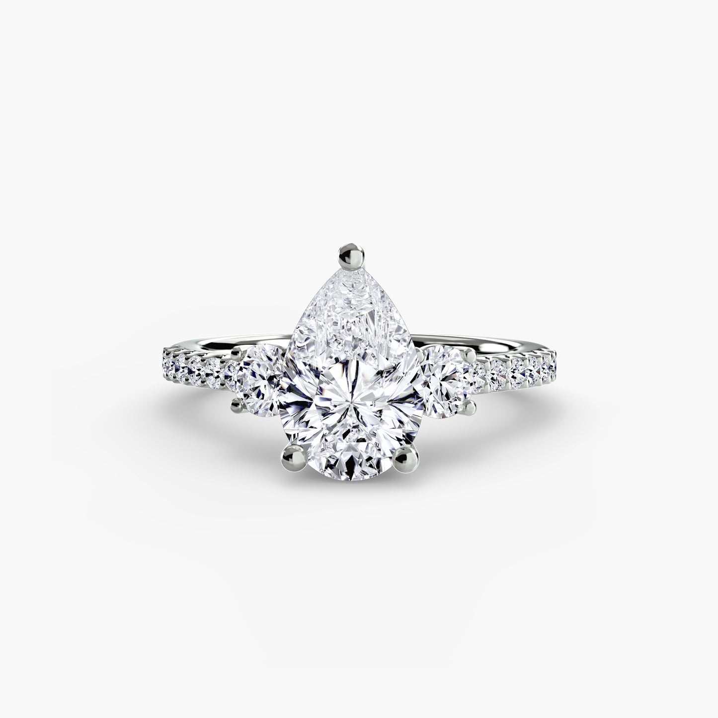 2.3mm | Pavé Accented Three-Stone Engagement Ring