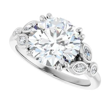 Floral Bezel-Accented Engagement Ring
