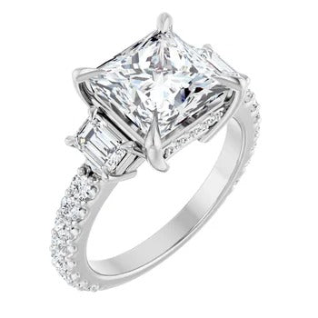 Accented Three Stone Engagement Ring
