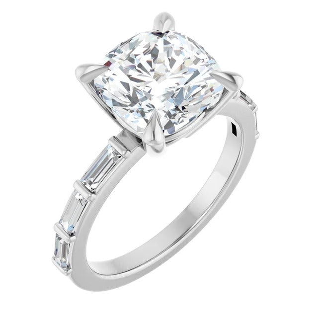 Baguette-Accented Engagement Ring
