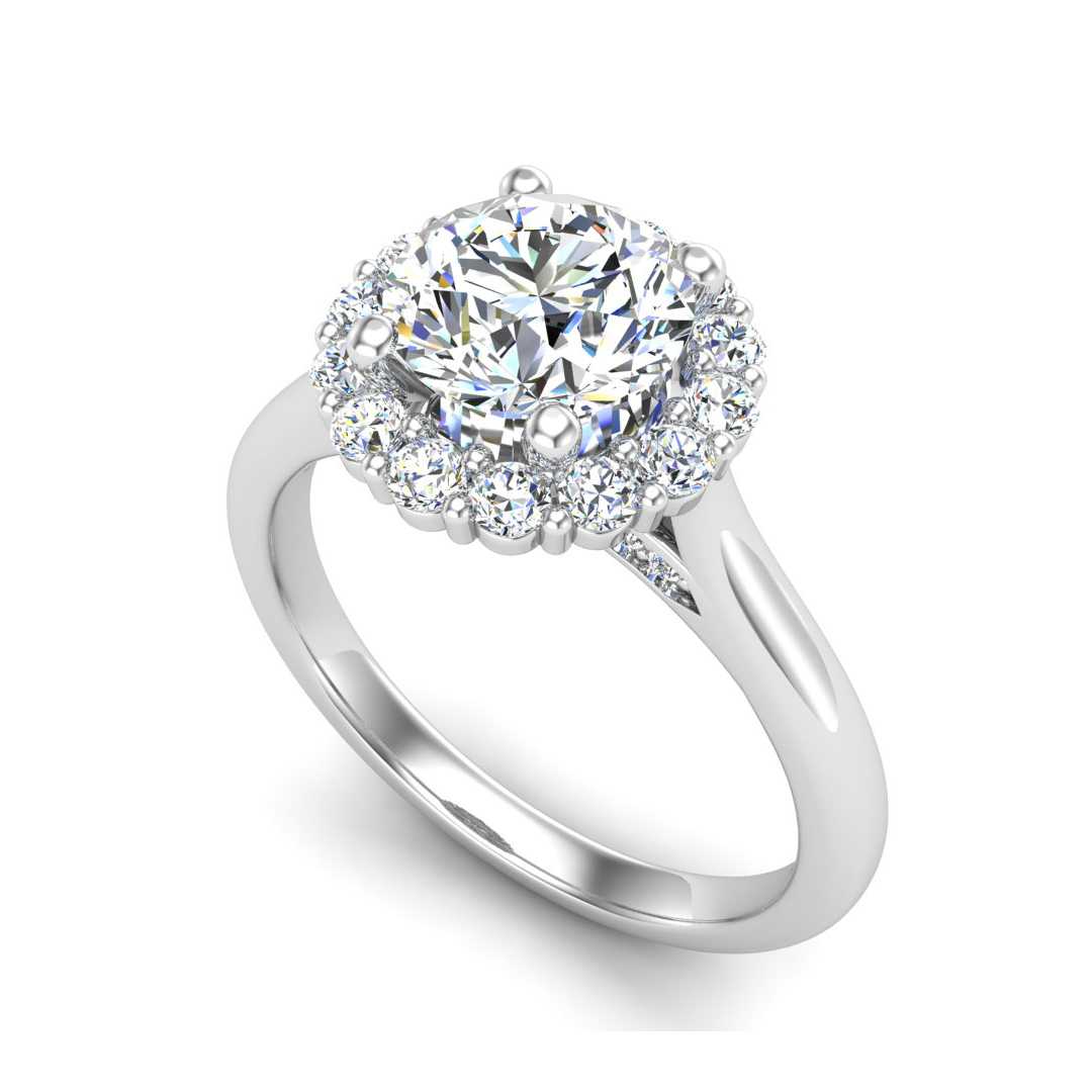 Classic Halo Hidden Bridge Engagement Ring