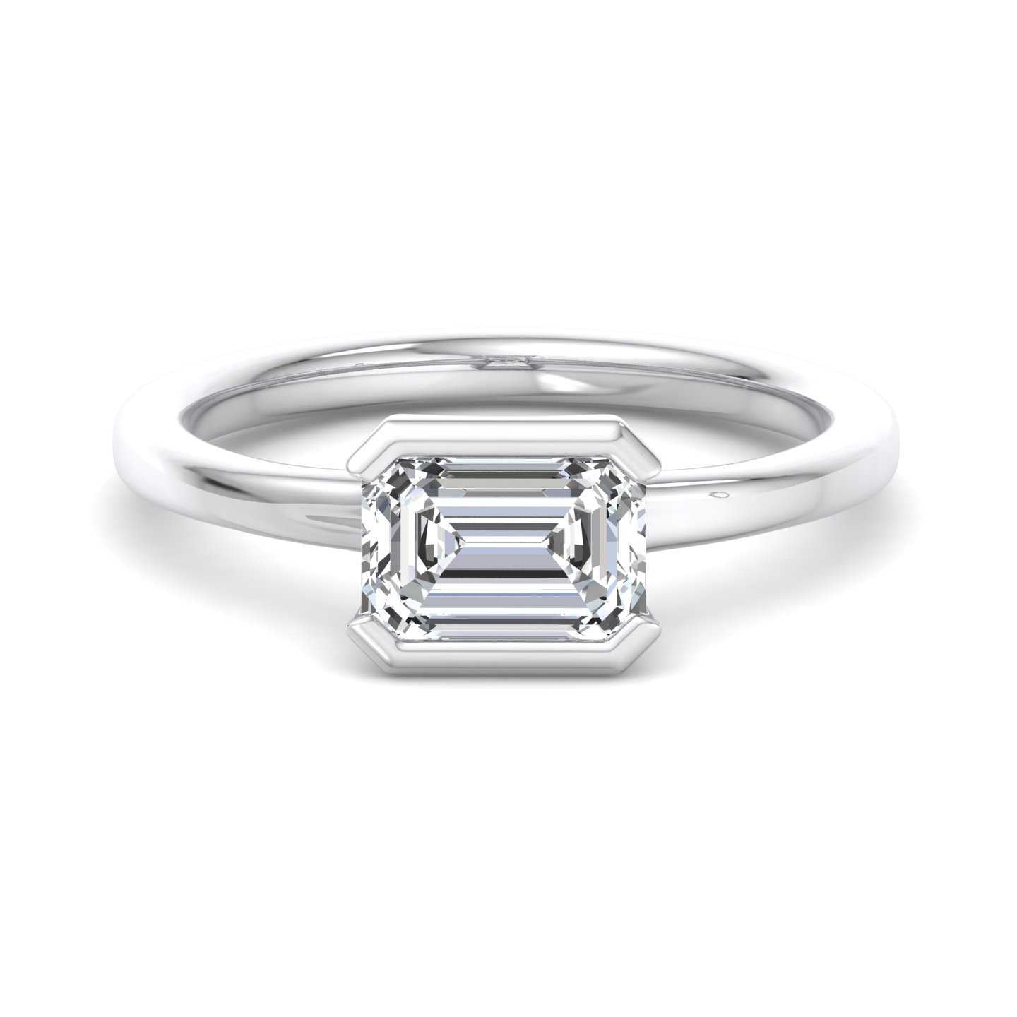 Half Bezel Solitaire Engagement Ring