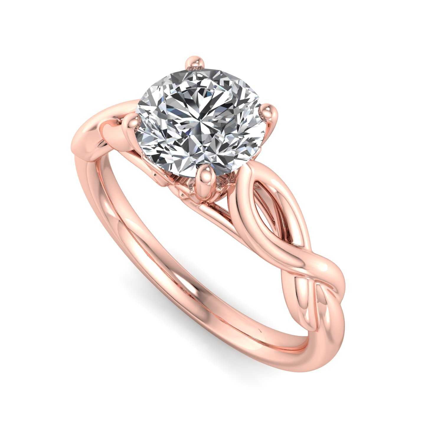 Solitaire Twist Band Engagement Ring