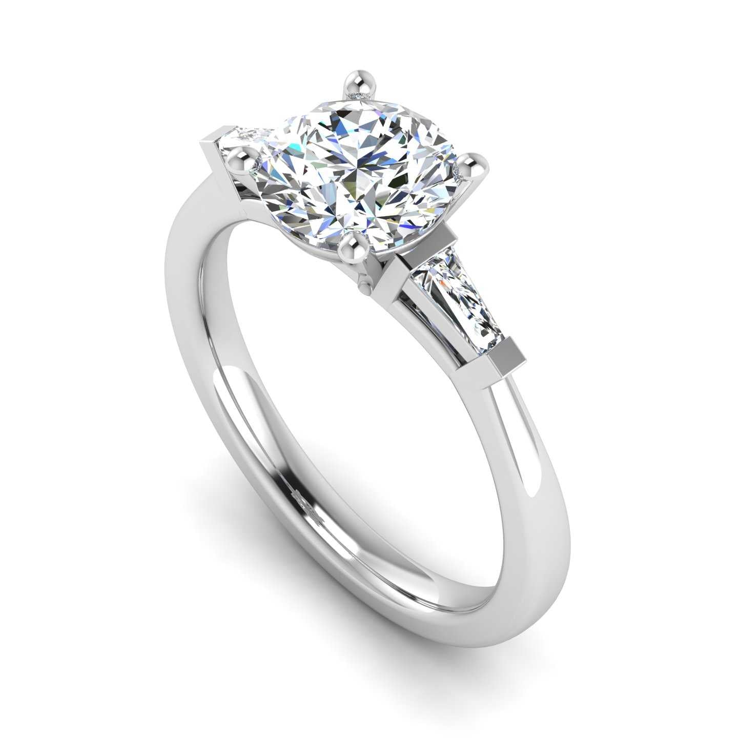 Tapered Baguette Accented Engagement Ring