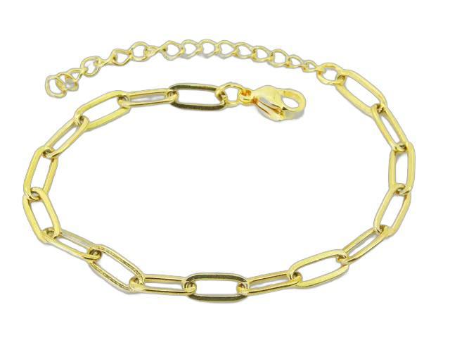 6-8" | 4mm Paperclip Gold Plated Stainless Steel Bracelet
