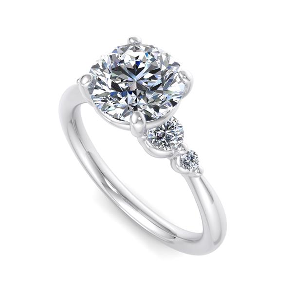 5 Stone Engagement Ring with Round Accent Side Stones