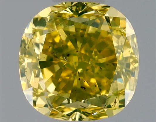 0.70ct Cushion brilliant Natural Diamond (Colour Fancy Deep Yellow, Clarity SI2, GIA Certified)