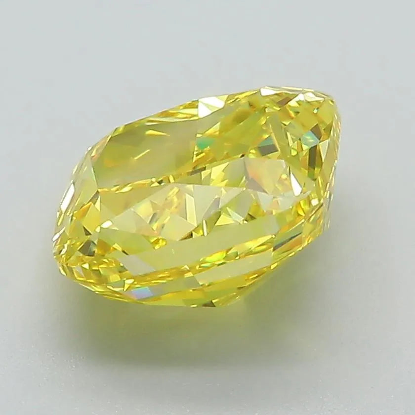 3.33ct Cushion modified Lab Grown Diamond (Colour Fancy Vivid Yellow, Clarity VVS1, IGI Certified)