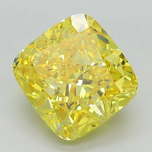3.84ct Cushion modified Lab Grown Diamond (Colour Fancy Vivid Yellow, Clarity VVS1, Cut GD, IGI Certified)