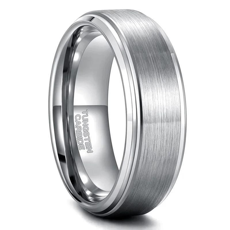 6-8mm | Tungsten Brushed Center Step Band Ring