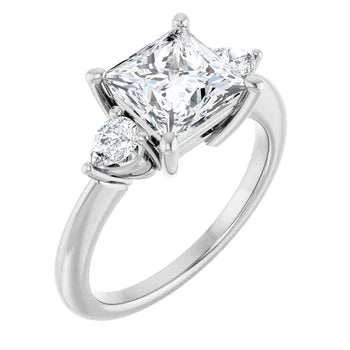 Pear-Accented Engagement Ring (Customized)