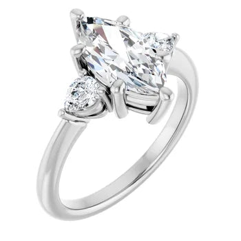 Pear-Accented Engagement Ring (Customized)