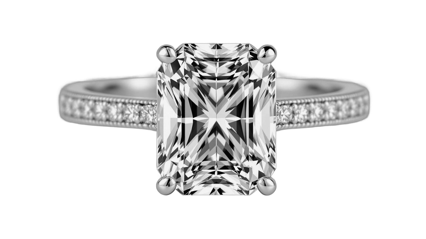Milgrain Diamond-Accented  Engagement Ring - Avani Collection