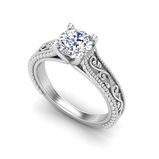 Vintage Detail Solitaire Engagement Ring
