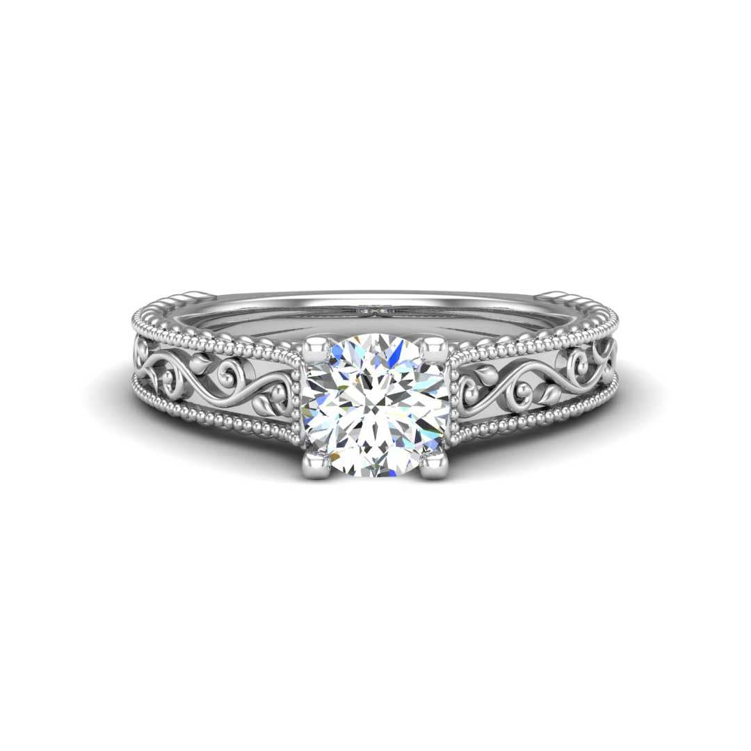 Vintage Detail Solitaire Engagement Ring