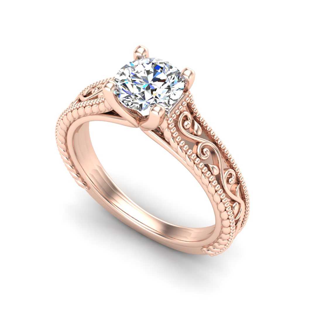 Vintage Detail Solitaire Engagement Ring