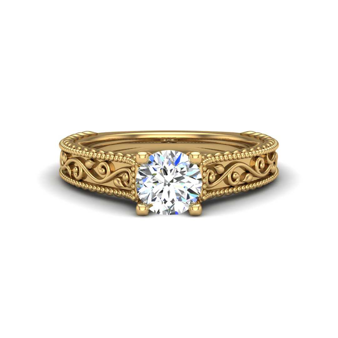Vintage Detail Solitaire Engagement Ring