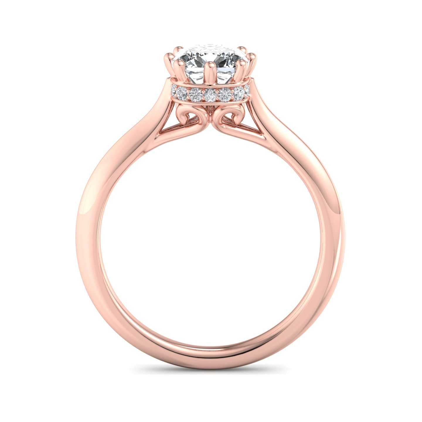 Hidden Halo Cathedral Solitaire Engagement Ring