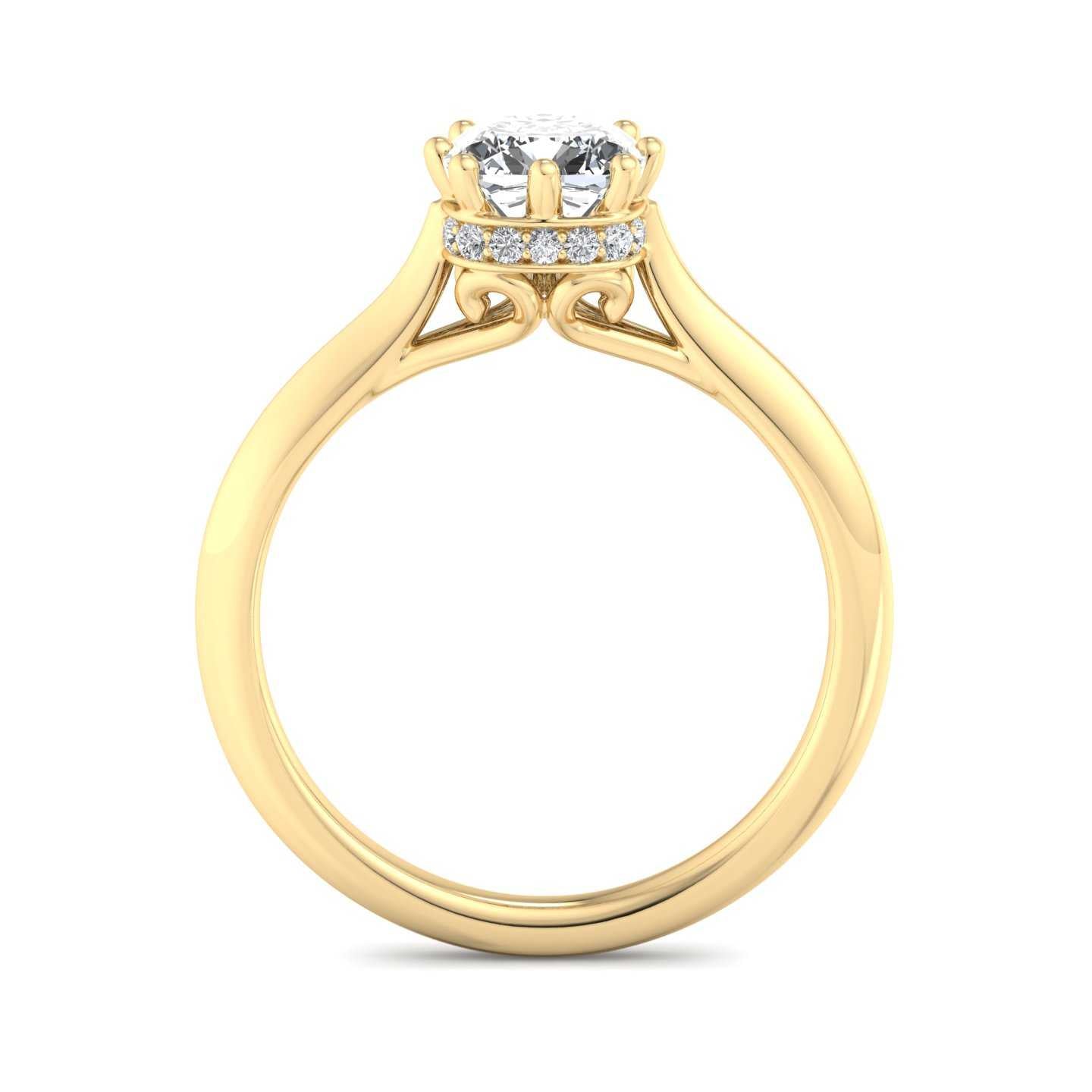 Hidden Halo Cathedral Solitaire Engagement Ring