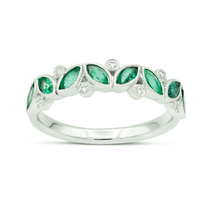 0.39ctw Diamond Floral Leaves Wedding Band