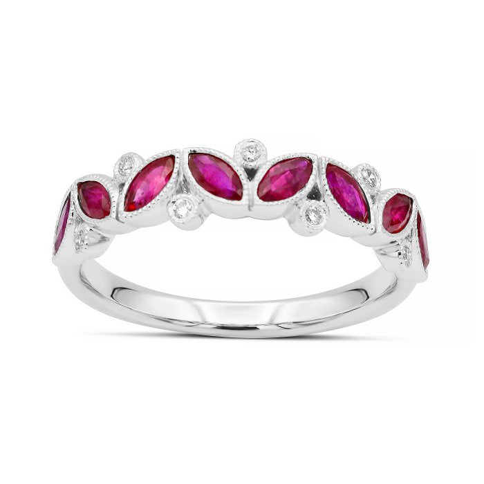 0.39ctw Diamond Floral Leaves Wedding Band