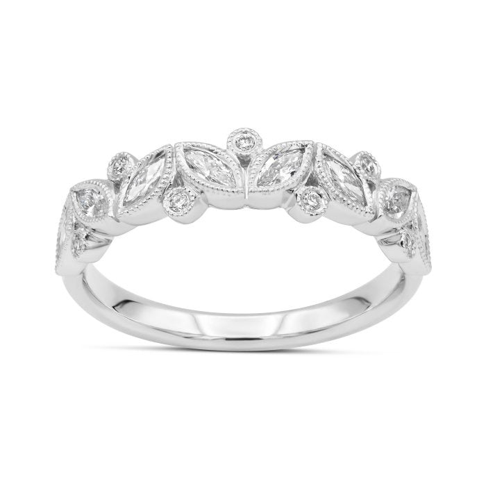 0.39ctw Diamond Floral Leaves Wedding Band