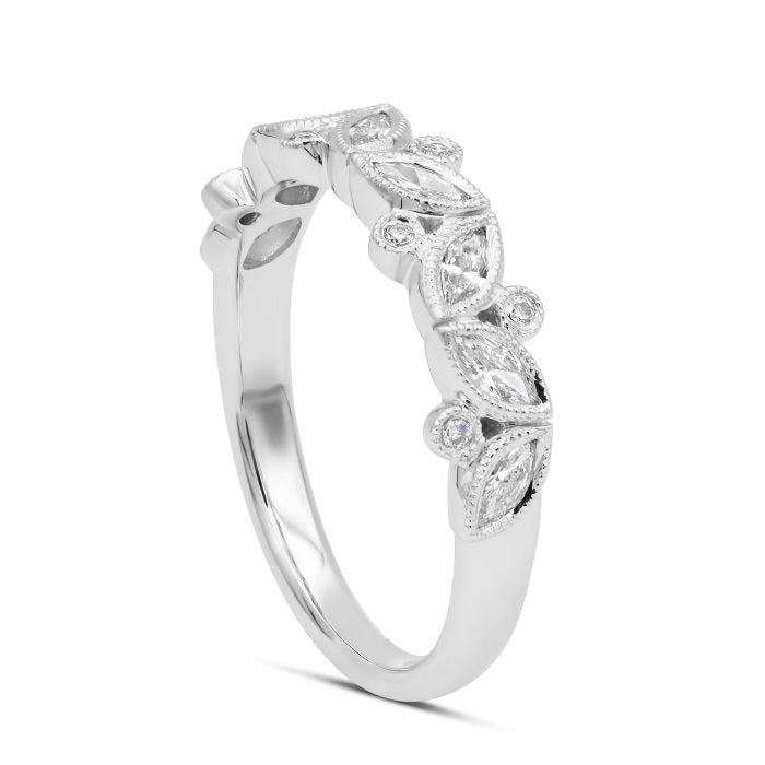 0.39ctw Diamond Floral Leaves Wedding Band