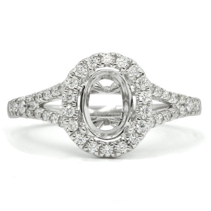 Split Band Halo Engagement Ring
