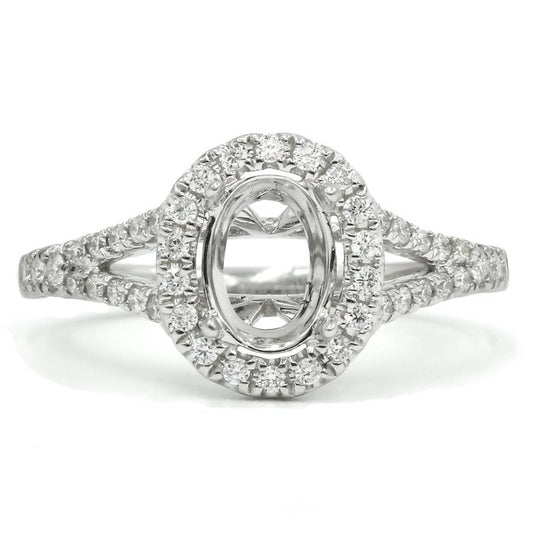 Split Band Halo Engagement Ring