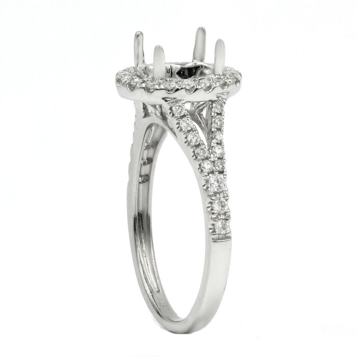 Split Band Halo Engagement Ring