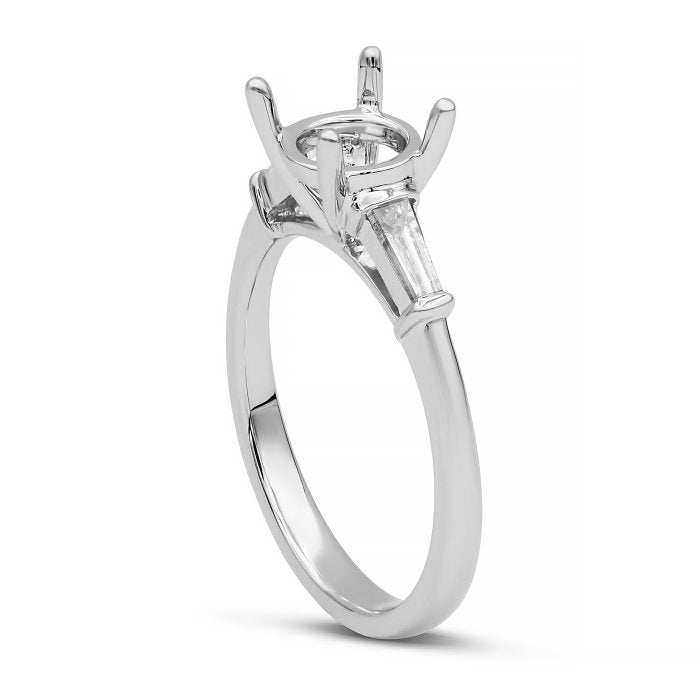 Tapered Baguette Accented Engagement Ring