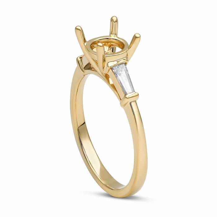 Tapered Baguette Accented Engagement Ring