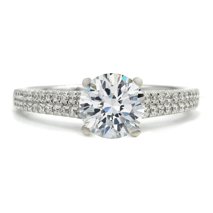 Double Row Accented Engagement Ring