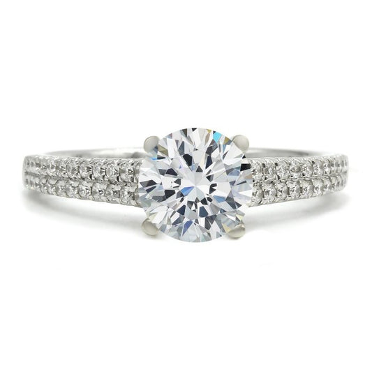 Double Row Accented Engagement Ring