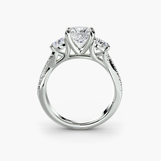 2.3mm | Accented Twist Three-Stone Engagement Ring