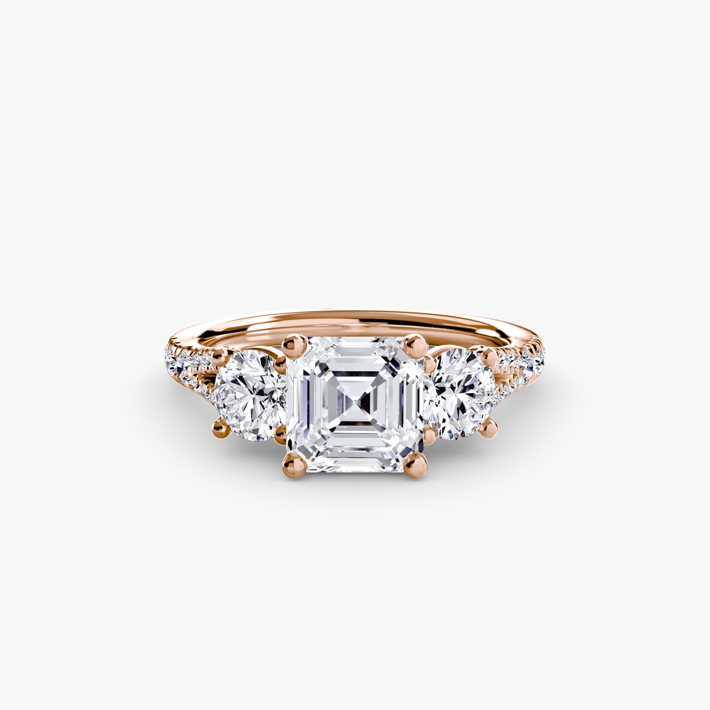 2.3mm | Pave-Accented Three-Stone Engagement Ring