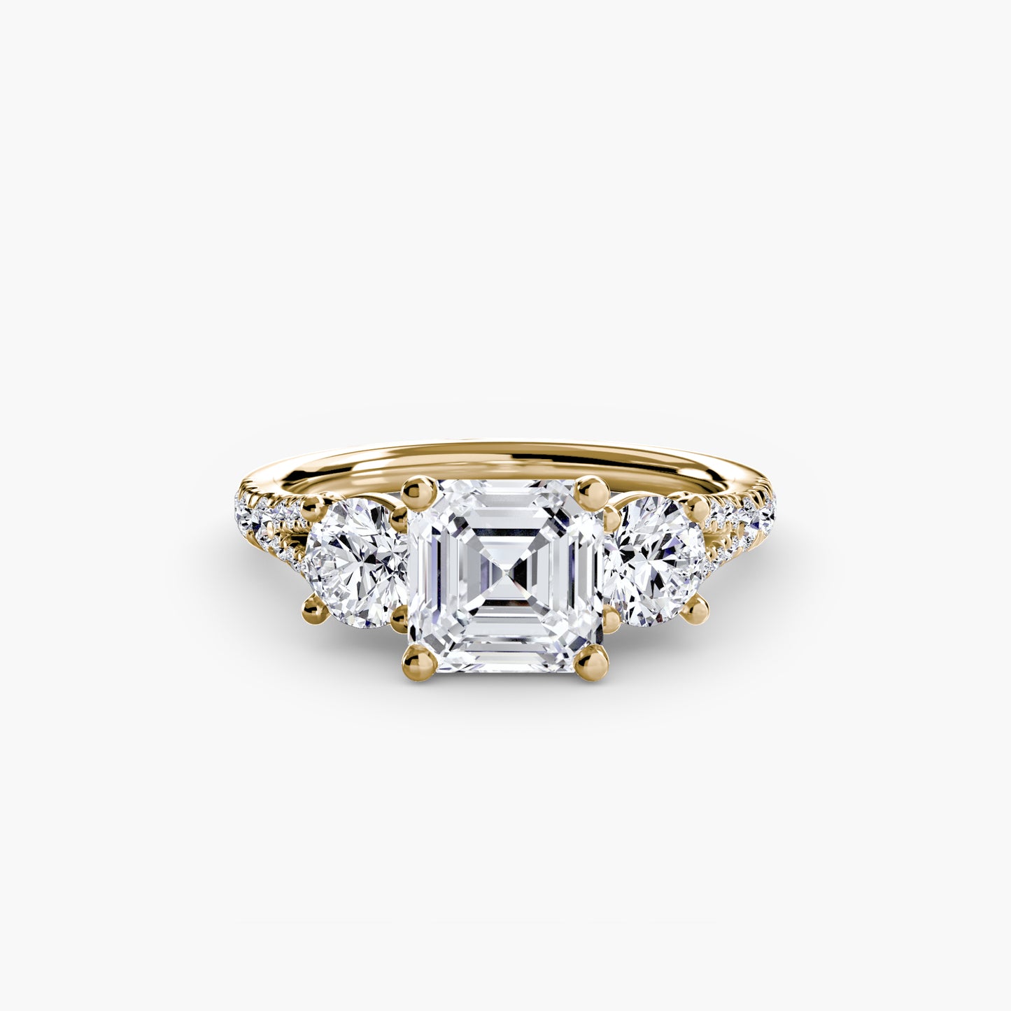 2.3mm | Pave-Accented Three-Stone Engagement Ring