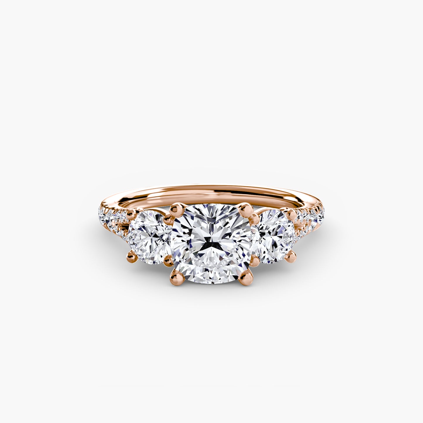 2.3mm | Pave-Accented Three-Stone Engagement Ring