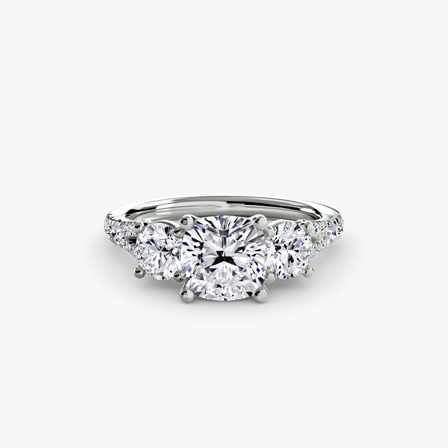 2.3mm | Pave-Accented Three-Stone Engagement Ring