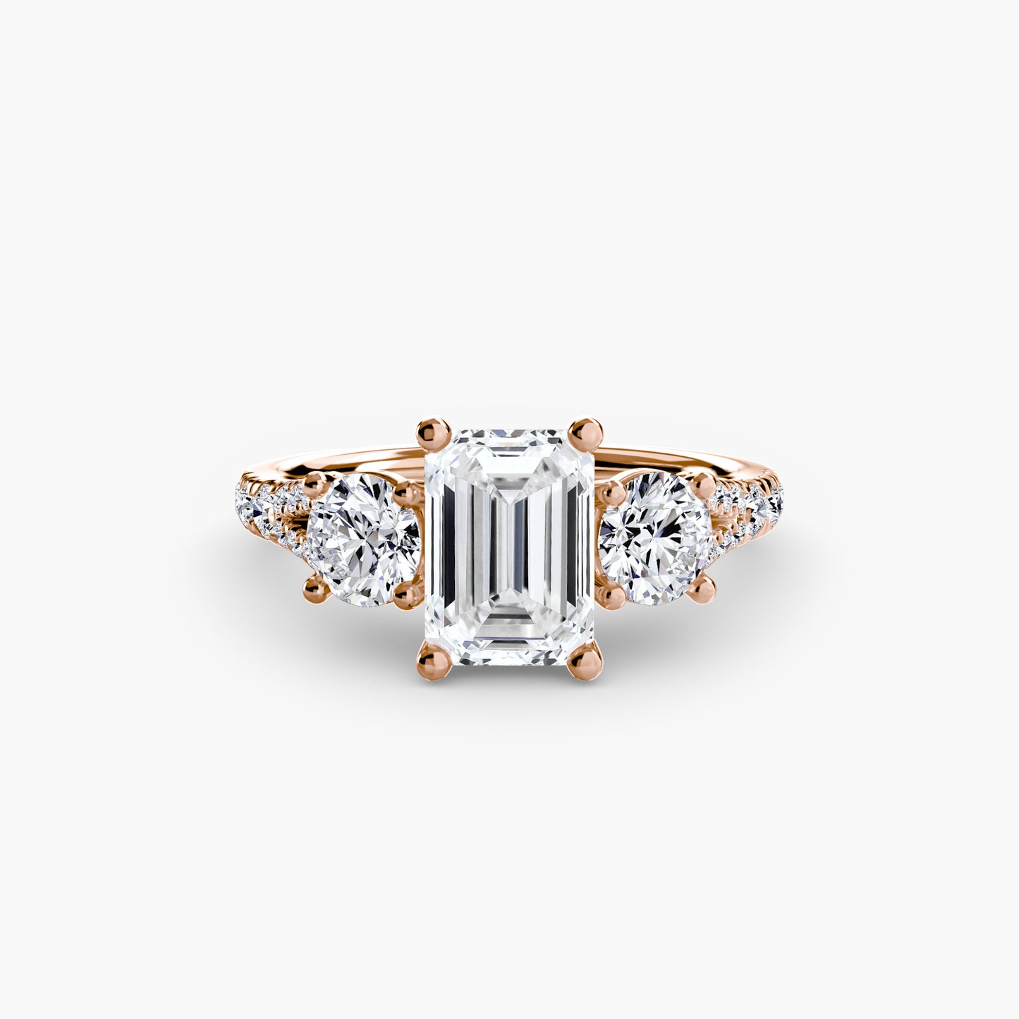 2.3mm | Pave-Accented Three-Stone Engagement Ring
