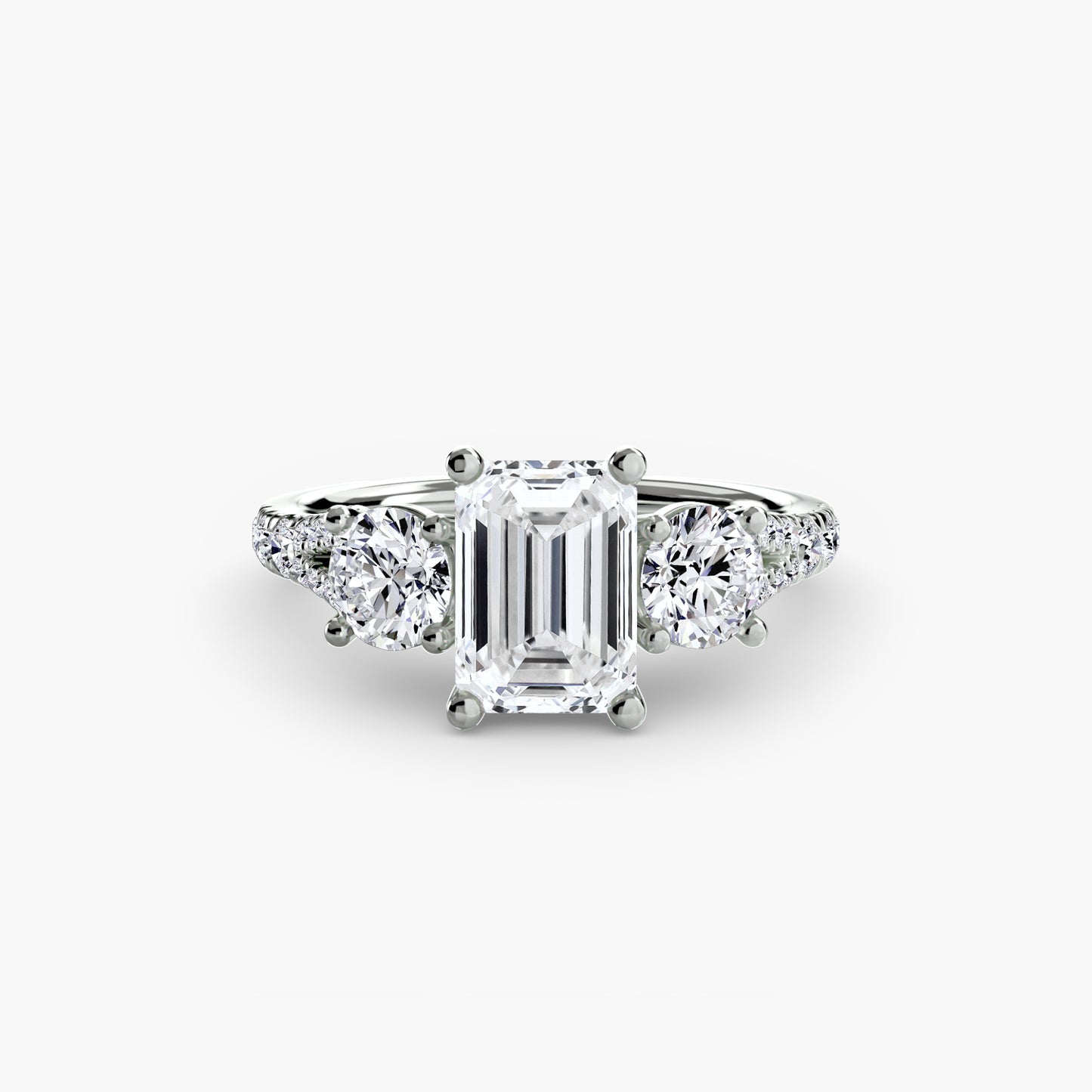 2.3mm | Pave-Accented Three-Stone Engagement Ring