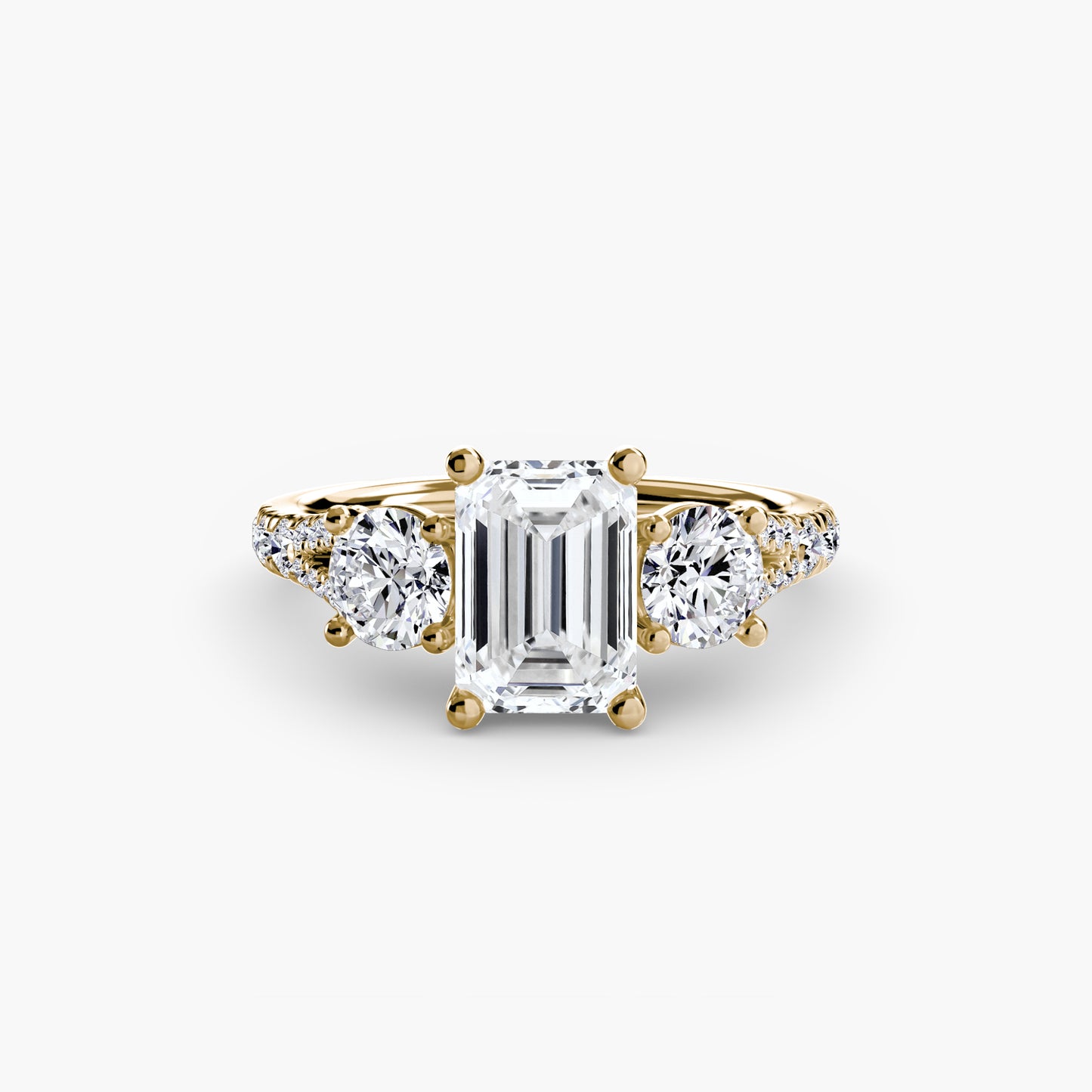 2.3mm | Pave-Accented Three-Stone Engagement Ring