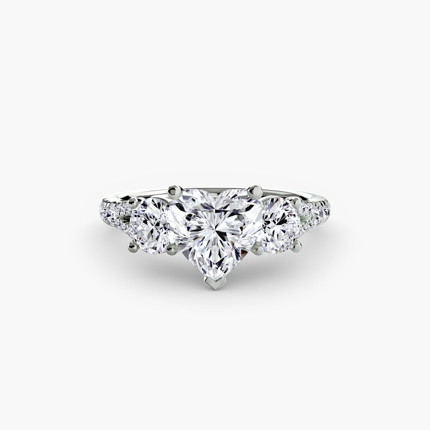 2.3mm | Pave-Accented Three-Stone Engagement Ring