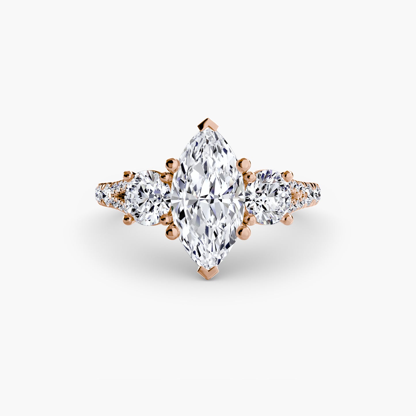2.3mm | Pave-Accented Three-Stone Engagement Ring