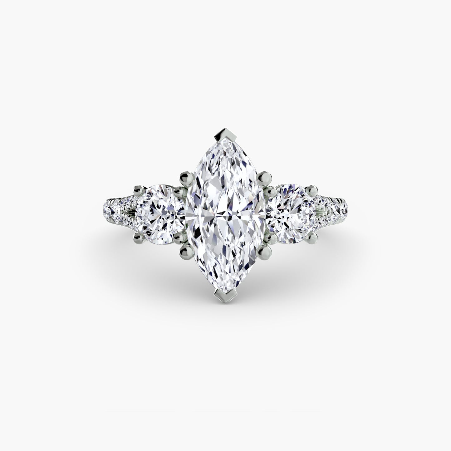 2.3mm | Pave-Accented Three-Stone Engagement Ring