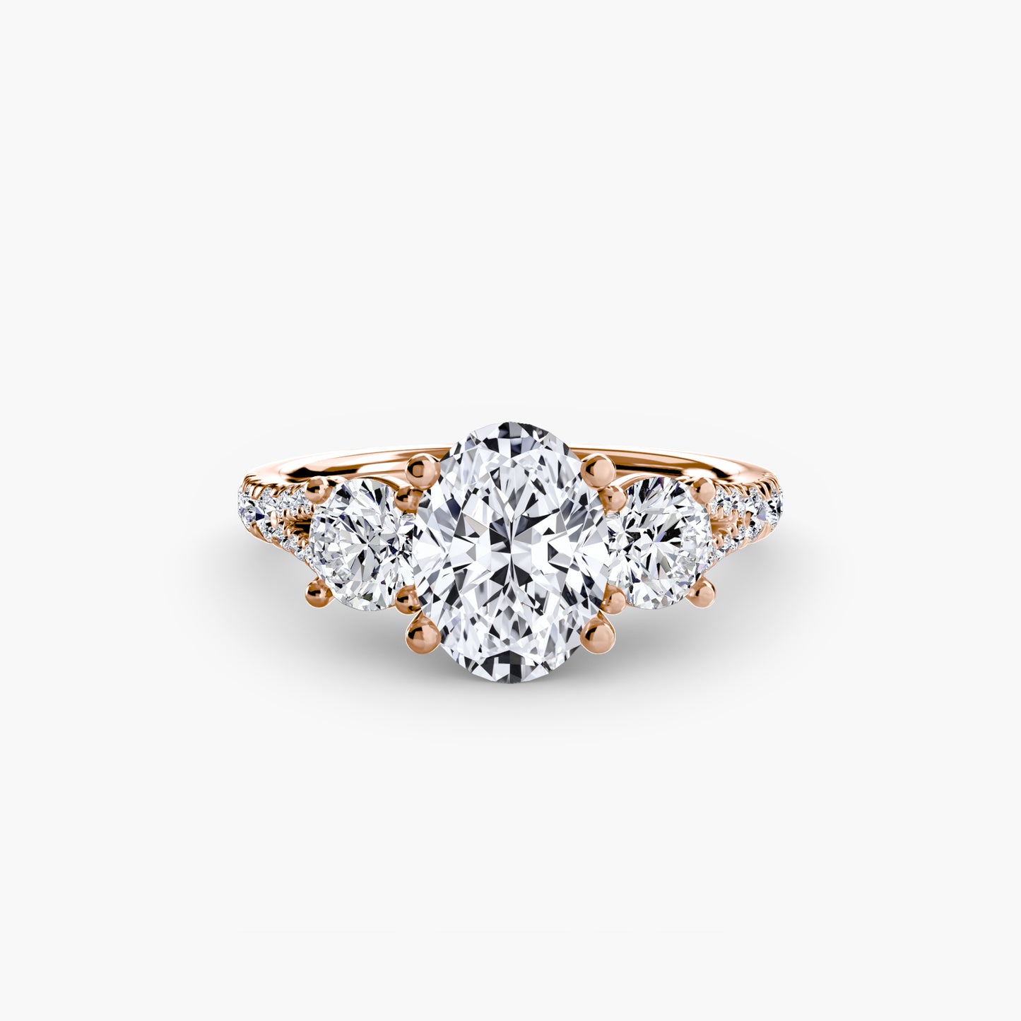 2.3mm | Pave-Accented Three-Stone Engagement Ring