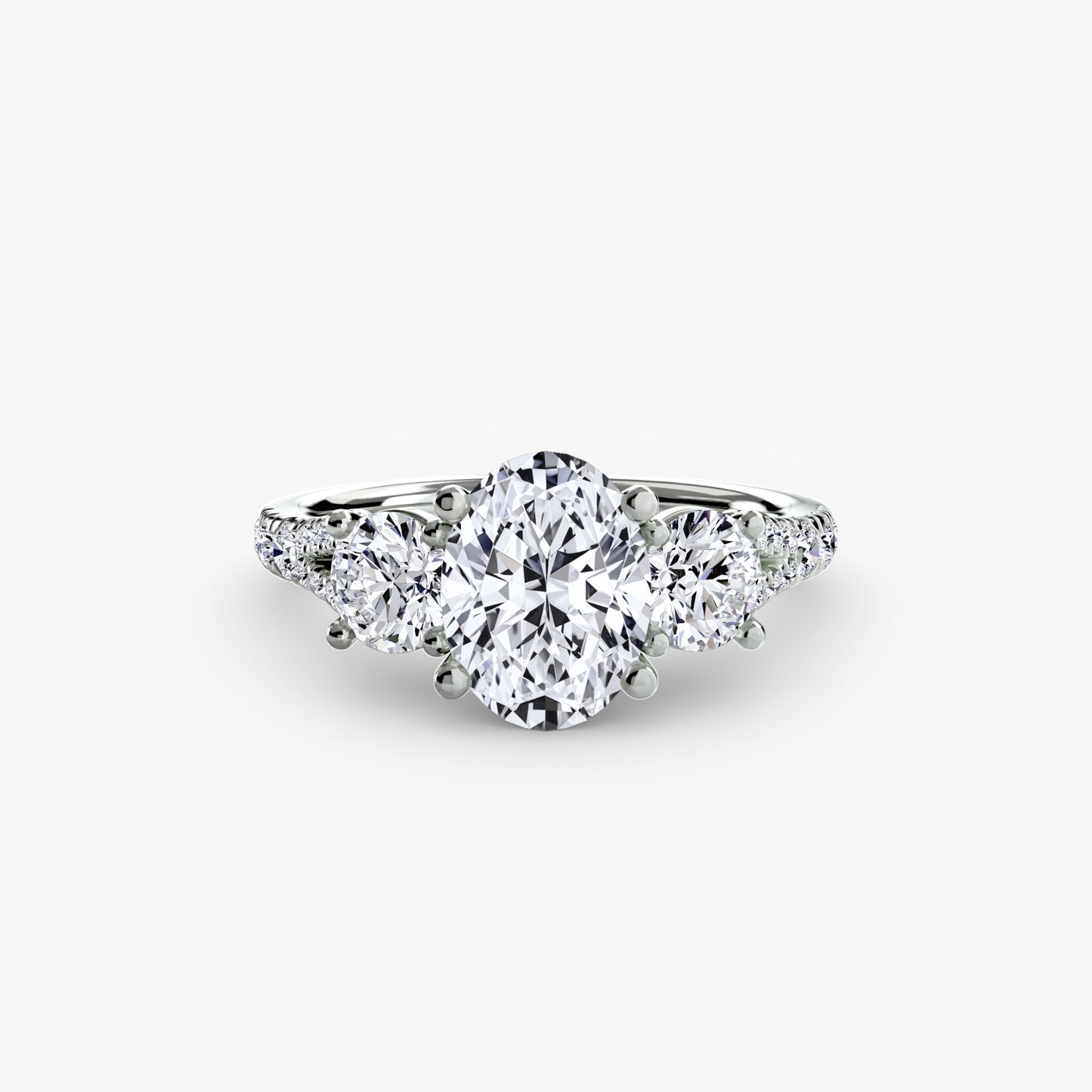 2.3mm | Pave-Accented Three-Stone Engagement Ring