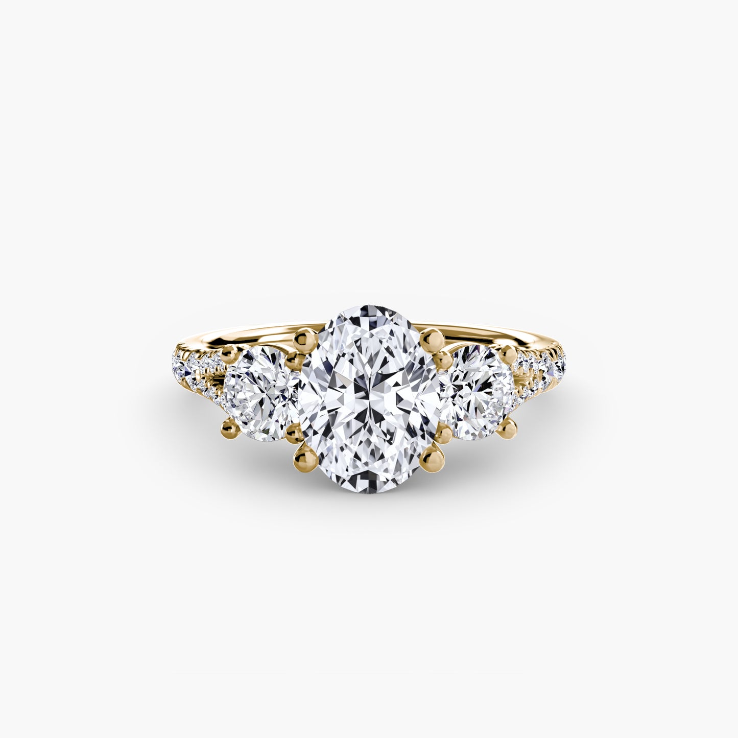 2.3mm | Pave-Accented Three-Stone Engagement Ring