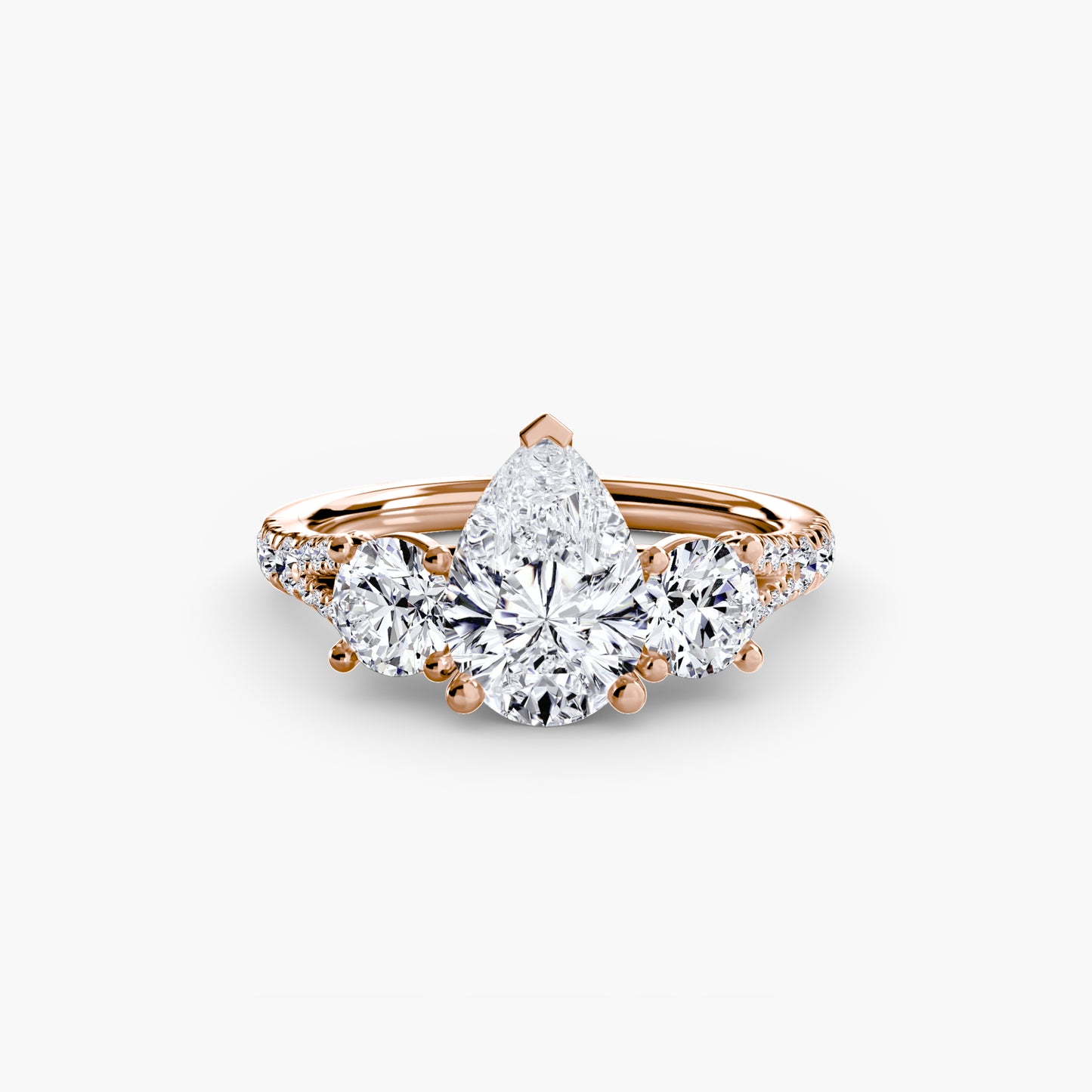 2.3mm | Pave-Accented Three-Stone Engagement Ring