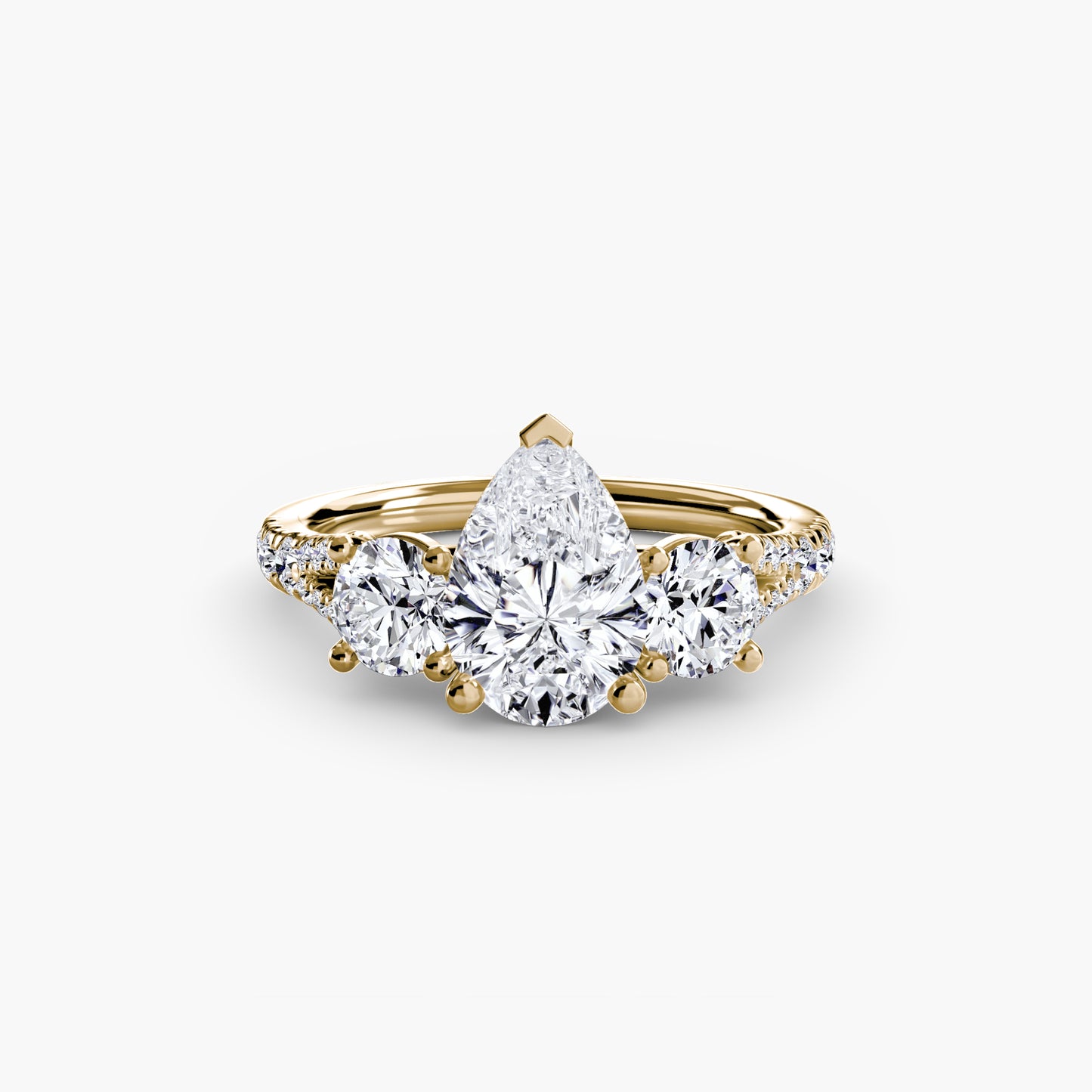 2.3mm | Pave-Accented Three-Stone Engagement Ring